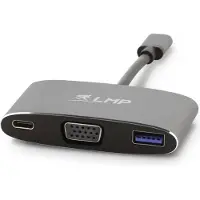 LMP Adaptateur multiport -USB-C (m) vers VGA & USB 3.0 (f) & USB-C chargement, aluminium, gris espace