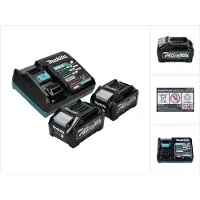 Makita Kit de démarrage batterie 40 V max + 2x Batteries BL 4040 4,0 Ah XGT (2x 191B26-6) + Chargeur (191E07-8)