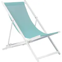 Beliani Chaise de plage pliante turquoise assise en maille blanche cadre transat de terrasse avec dossier réglable