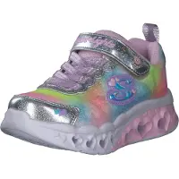 SKECHERS Baskets Fille Cœurs Papillons Lumineux Simply Love Argent