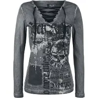 Rock Rebel by EMP T-shirt manches longues de - Stay Awake - M - XXL - pour Femme - gris - Taille L