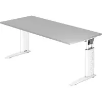 Hjh OFFICE PRO UNDA 19 W - 180 x 80, réglable en hauteur, gris/blanc