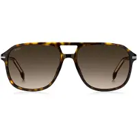 BOSS Lunettes de soleil en acétate Havana avec finitions argentées