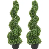 Vevor Buis Topiaire Artificiel 122 cm Buis Artificiel Extérieur en Spirale 2 Fausses Plantes en PE 10 Feuilles Remplaçables avec Pot Sans Odeur pour Décoration Intérieur Jardin Terrasse Balcon Entrée