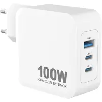 Sinox PRO 230V 2xUSB-C 1xUSB-A PD oplader 100W. Hvid