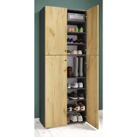 VCM XXL bois Grande armoire à chaussures Commode à chaussures Étagère à chaussures Bottes Grande Lona 9 compartiments