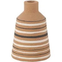 J-Line Vase tukano lignes terra marron/noir/blanc small