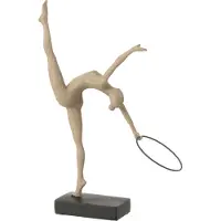 J-Line Gymnaste cerceau sur socle resine beige/noir