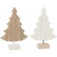 J-Line Sapin tricot resin blanc/beige assortiment de 2