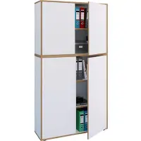 VCM Armoire de bureau en bois Armoire de classement Salia 5 compartiments largeur 100 cm portes battantes