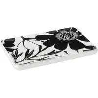 J-Line Plat rectangulaire motif floral bois de manguier noir/blanc