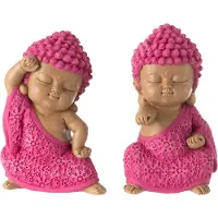 J-Line Moine combat resine rose assortiment de 2