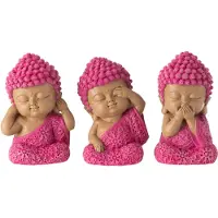 J-Line Moine entendre/voir/se taire rose assortiment de 3