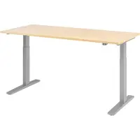 Hjh OFFICE PRO Bureau réglable en hauteur XMKA | 2-moteurs | 120-180 cm | électrique | érable, couleur:argent, taille du plateau:180 x 80 cm