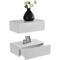 En.casa 2 Étagères Murales Pour Chambre Avec 2 Tiroirs Blanc Mat 46 X 30 X 15cm [En.Casa]