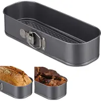 Relaxdays Moule à gâteau à charnière, long, Moule à gâteau, Gris