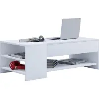 VCM Table basse en bois simple | Dimensions env. H. 35 x W. 100 x D. 50 cm | Table salon avec tiroir - Tindus