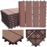 MCW Carreau de sol WPC Rhône + bordure, aspect bois, 11x chaque 30x30cm = 1m² Premium