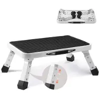 Vevor Marchepied Pliable Capacité 150 kg Marche Pied à 1 Marche en Acier 3 Hauteurs Réglables Tabouret Antidérapant Portable pour Tout-petits