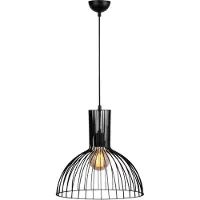 Opviq Lustre épuré et contemporain | Luminaire décoratif moderne | Noir | 38cm de diamètre | 136cm de hauteur