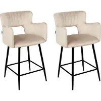 Beliani Lot de 2 chaises de bar en velours gris foncé chaises rembourrées salle à manger cuisine meubles modernes