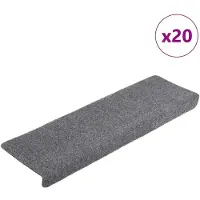 vidaXL Tapis d'escalier autocollants , 20 pièces, 65 x 21 x 4 cm, gris clair, bord rectangulaire