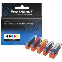 PrintAbout Cartouche compatible pour Canon PGI-570 / CLI-571 PGBK/C/M/Y/BK - 5 couleurs - Multipack