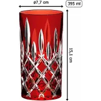 Riedel Laudon Highball 1515/04S3R Verre à long drink rouge, Colour:Red