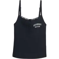 Superdry Femme Débardeur à Boutons Athletic Essentials Brodé Bleu Marine Taille: 44