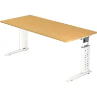 Hjh OFFICE PRO UNDA 19 W - 180 x 80, réglable en hauteur, hêtre/blanc