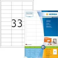 Herma Étiquettes universelles 4613, adhésives permanentes, imprimables, L 66 x H 25,4 mm, papier FSC, blanc, 6600 pièces/200 feuilles