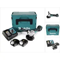 Makita DGA 517 RFJ Meuleuse d'angle sans fil 18 V 125 mm + 2x Batteries 3,0 Ah + Chargeur + Coffret de transport Makpac 3