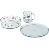 Liewood Set de Vaisselle - 3 Parties - Shiva - Sea Créature/Sand - - UneTaille - Set de Vaisselle