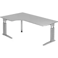 Hjh OFFICE PRO US82 höhenverstellbarer Schreibtisch grau L-Form