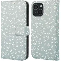 IMoshion Étui de télephone portefeuille Design Apple iPhone 15 - Smoke Green Flowers
