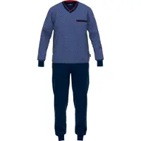 Götzburg Pyjama long marine / bleu clair / bleu foncé / rouge feu