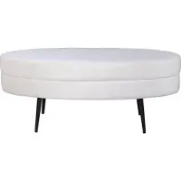 Venture Home Pouf Otto 100x40x41 cm Velours Blanc cassé