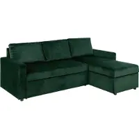 Ebuy24 Sacramento Canapé-lit, chaise longue réversible, espace de rangement dissimulé et lit escamotable, vert foncé.
