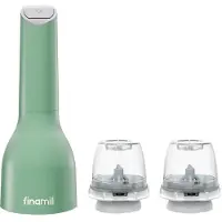 FINAMILL One sage avec deux FinaPod Pro Plus alimentés par batterie, Moulin à poivre + moulin à sel, Vert