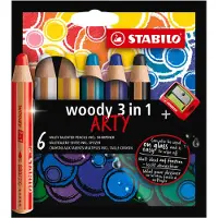 Stabilo Crayons de couleur - Woody 3-in-1 Arty - 6 pces - Multic - - UneTaille - Set de Coloriage