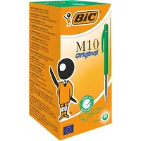 BIC M10 Original Stylos-Bille Rétractables Pointe Moyenne (1,0 mm) - Vert, Boîte de 50