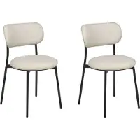 Beliani Chaise de salle à manger set de 2 pièces Beige clair avec pieds noirs Design moderne pour salle à manger Cuisine Salon