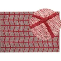 Beliani Tapis coton rouge 140 x 200 cm motif géométrique SIVAS (140 x 200 cm)