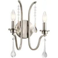 Kichler Applique murale Karlee classique en étain, 2xE14x60W, métal, dimensions : 38,1 x 27,9 x 18,3 cm, IP20, Quintiesse