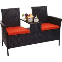 Mendler Poly-Rattan Banc avec table -E24
