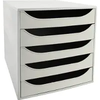 Exacompta ECOBOX Boîte à tiroirs Gris, 5 tiroirs ouverts pour A4/A4+, ouverture silencieuse avec arrêt de sécurité, compact