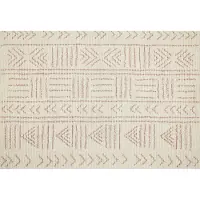 Beliani Tapis coton beige / rose 140 x 200 cm motif géométrique court EDIRNE (140 x 200 cm)