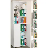 VCM Armoire de bureau Livres Classeurs Meuble de bureau Armoire Lona 6 portes battantes Étagère