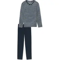 Schiesser Pyjama 'Casual Essentials' bleu nuit / blanc