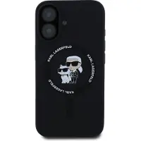Karl Lagerfeld KLHMP16SSCMKCRHK iPhone 16 czarny/black HC MagSafe Silicone KC Heads Ring (Apple iPhone 16), Coque pour téléphone portable, Noir